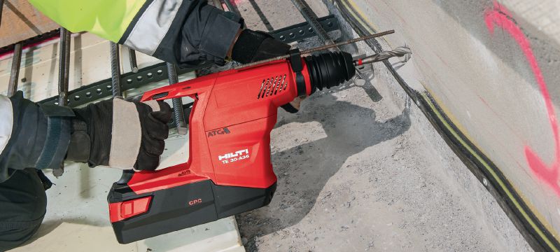 Martillo perforador a batería TE 30-A36 Potente martillo perforador a batería SDS Plus (TE-C) para tareas pesadas de perforación en concreto y cincelado correctivo Aplicaciones 1