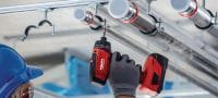 Abrazadera de tuberías de cierre rápido de carga ligera MP-L-I Abrazadera de tuberías zincada con aislamiento acústico y cierre rápido para una alta productividad en aplicaciones de carga ligera Aplicaciones 3
