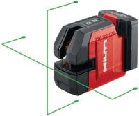 Láser de línea cruzada y plomada PM 20-CG 12V Láser combinado de luz verde con 2 líneas y 4 puntos para tareas de fontanería, nivelado, alineaciones y realización de escuadras (plataforma de batería de 12 V)