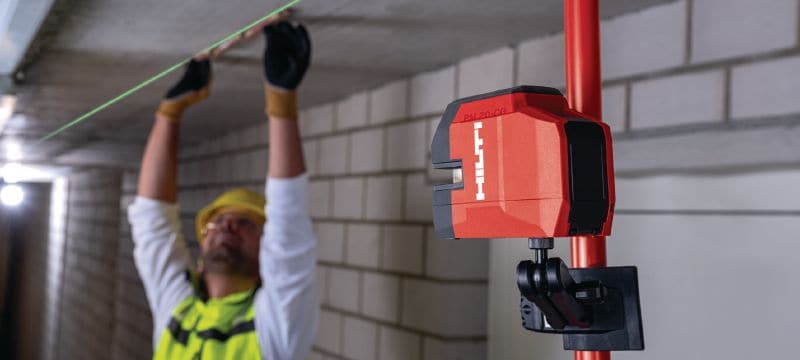 Láser de línea cruzada y plomada de alta precisión PM 20-CGE Láser combinado verde de alta precisión con 2 líneas y 4 puntos para fontanería, nivelado, alineaciones y cálculos de escuadras Aplicaciones 1