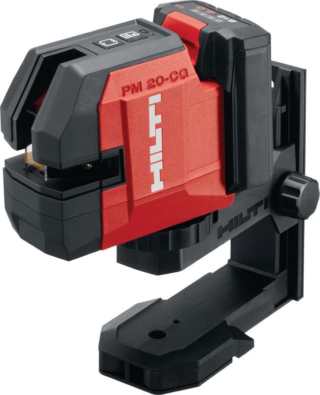 Láser de línea cruzada y plomada PM 20-CG 12V Láser combinado de luz verde con 2 líneas y 4 puntos para tareas de fontanería, nivelado, alineaciones y realización de escuadras (plataforma de batería de 12 V)