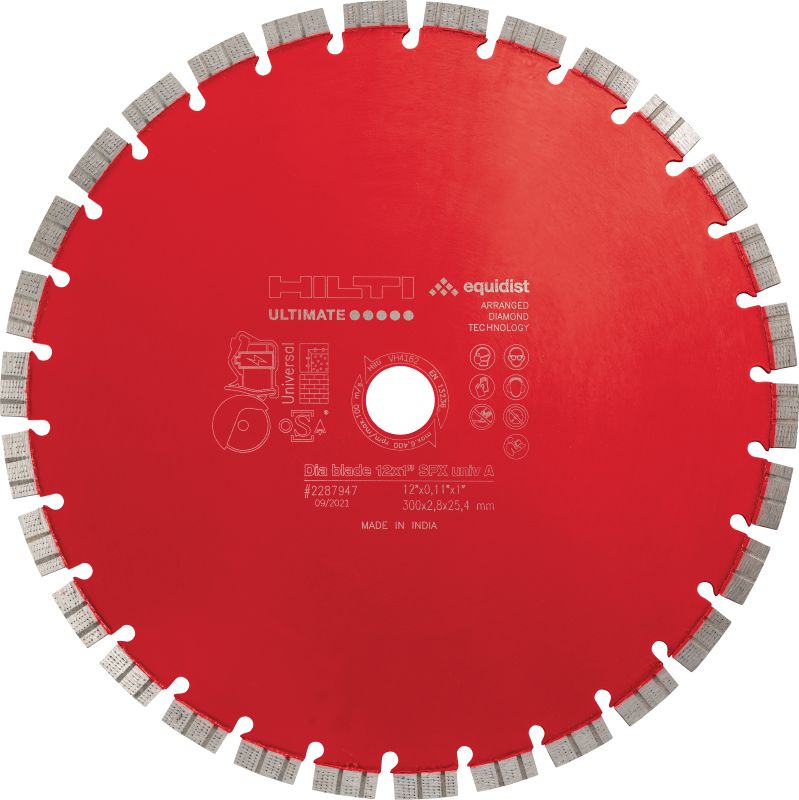 Disco diamante SPX Universal A para tronzadoras a batería Disco de diamante de alto rendimiento diseñado para aumentar la duración, los cortes por carga y la velocidad de corte con tronzadoras a batería en una amplia variedad de materiales base