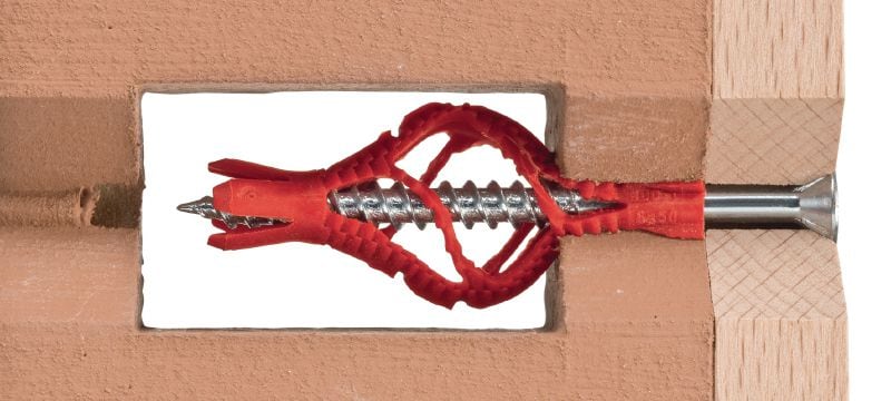Tapón de plástico para pared HUD-1 Tapones de pared plásticos universales y económicos para fijación de carga ligera a paredes huecas y sólidas Aplicaciones 1