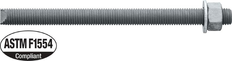 Varilla de anclaje HAS-B-105 HDG Varilla de anclaje de alto desempeño para resinas adhesivas inyectables y cápsula química HVU (acero al carbono, grado 105 ASTM F1554, galvanizada en caliente)