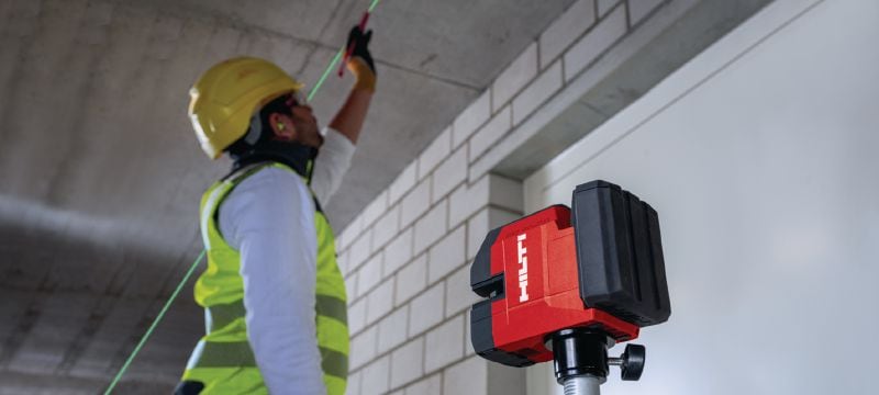 Láser de línea cruzada y plomada PM 20-CG 12V Láser combinado de luz verde con 2 líneas y 4 puntos para tareas de fontanería, nivelado, alineaciones y realización de escuadras (plataforma de batería de 12 V) Aplicaciones 1