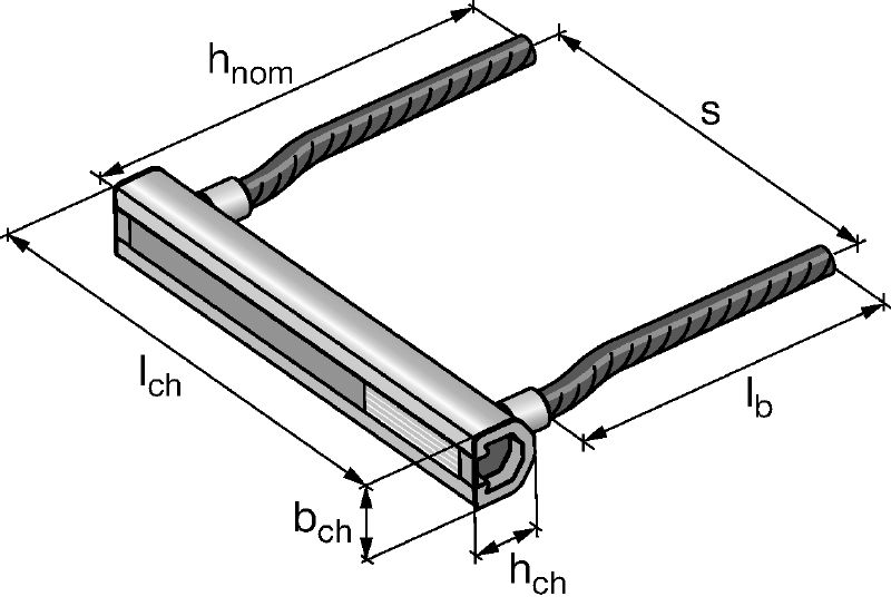 Carril corrugado en la parte delantera de la losa HAC Carriles de anclaje embebidos de longitud y tamaño estándar para aplicaciones en la parte delantera de la losa