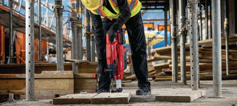 Martillo perforador a batería TE 5-22 Potente taladro con percusión SDS Plus con cuerpo largo y empuñadura tipo pala ideal para taladrar hacia abajo (plataforma de batería Nuron) Aplicaciones 1