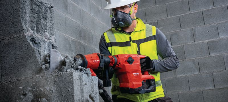 Martillo rompedor a batería TE 500-22 SDS-Max Martillo rompedor y de demolición a batería SDS Max (TE-Y) con reducción activa de la vibración para el cincelado en hormigón o mampostería (plataforma de batería Nuron) Aplicaciones 1
