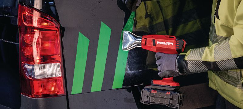 Pistola de calor a batería NHG 6-22 Potente pistola de calor a batería con calentamiento rápido y gran flujo de aire para terminaciones de cables, curvado de tubos y termorretracción (plataforma de batería Nuron) Aplicaciones 1