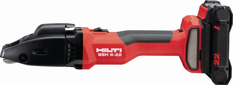 Cortadoras de metal a batería SSH 6-22 CD Cortadoras de doble corte a batería para brindar cortes rápidos en conductos de ventilación y de espiral de hasta 4 veces 0.9 mm│20 Gauge. Se incluyen discos Hilti SSH CD (plataforma de batería Nuron)