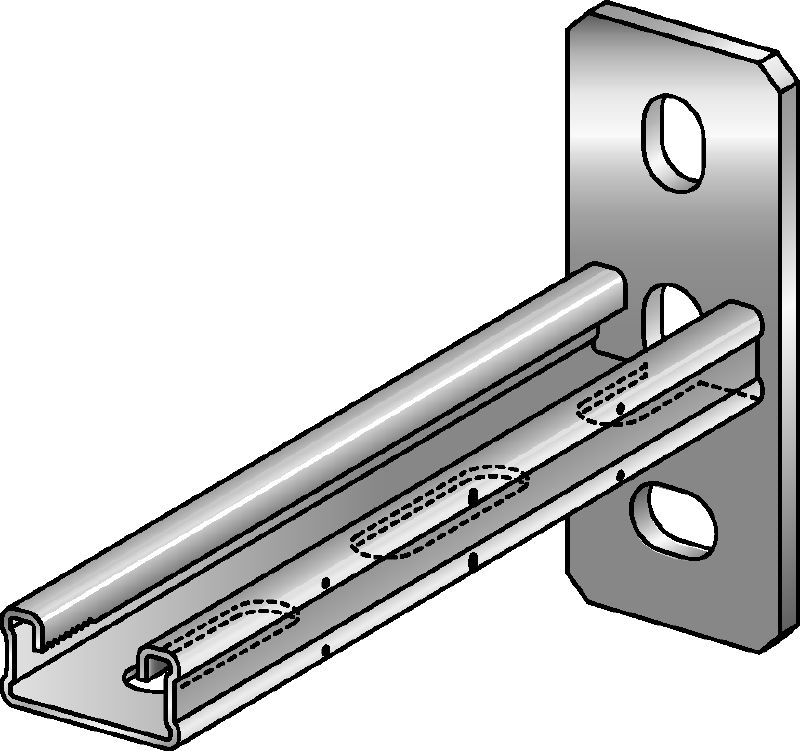 Soporte MQK-21-F Soporte de canal C galvanizado en caliente (HDG) para aplicaciones de carga media